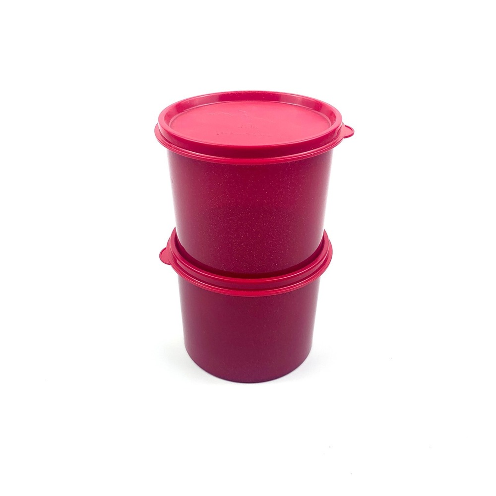 Tupperware Limited Edition Glitter Sparkle Red Canisters w/ Lids 2.5 Cups Lot 2 - Picture 1 of 15